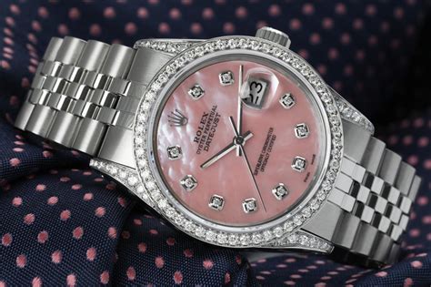 rolex datejust pink mother of pearl|rolex 36mm datejust with diamonds.